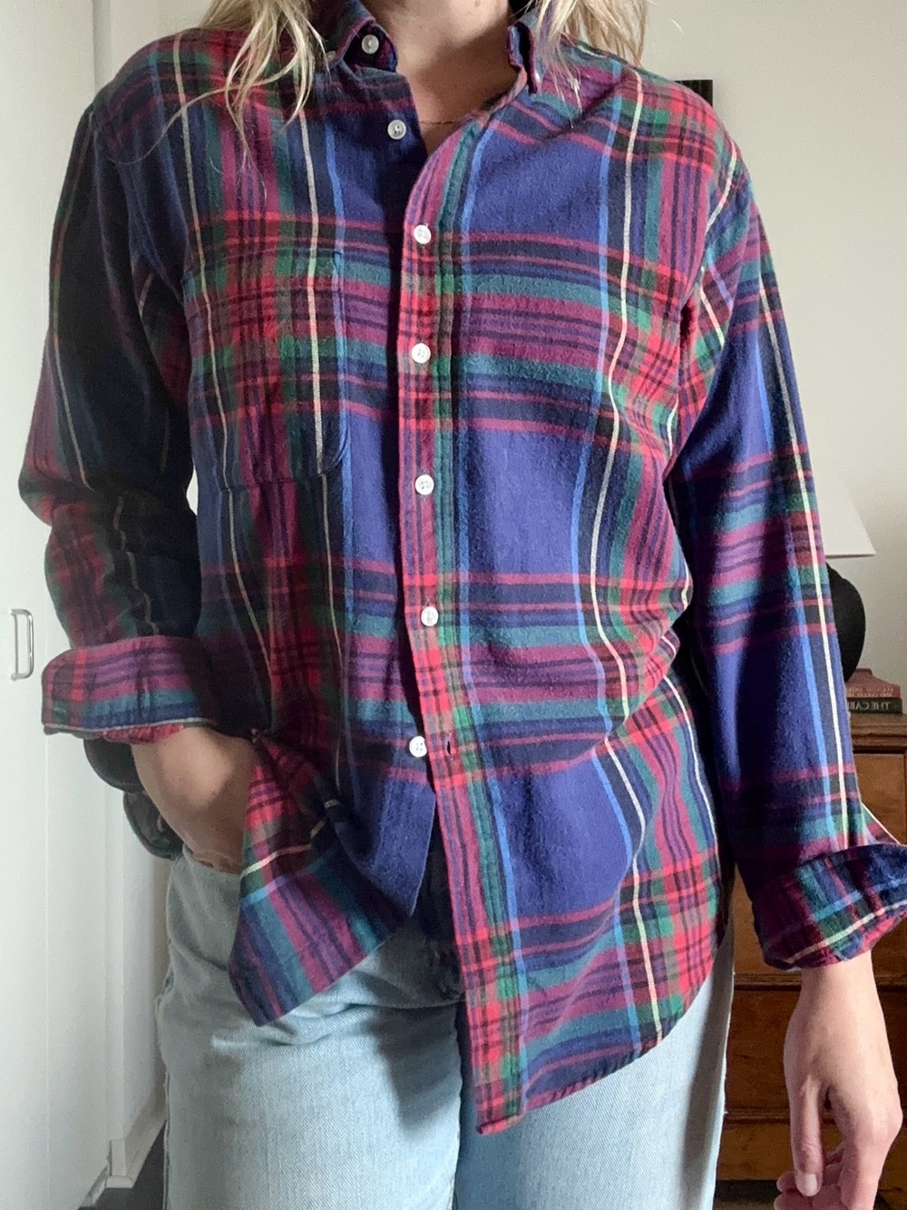 Vintage LL Bean Plaid Button Down Shirt